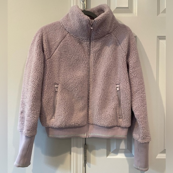 Athleta Tugga Sherpa Zip Jacket Lavender - Picture 4 of 10